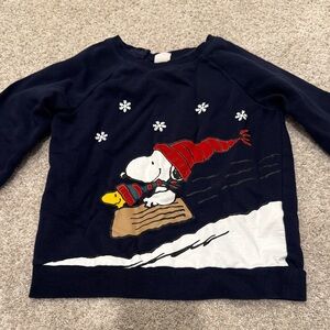 H&M Navy Snoopy Sledding Sweater